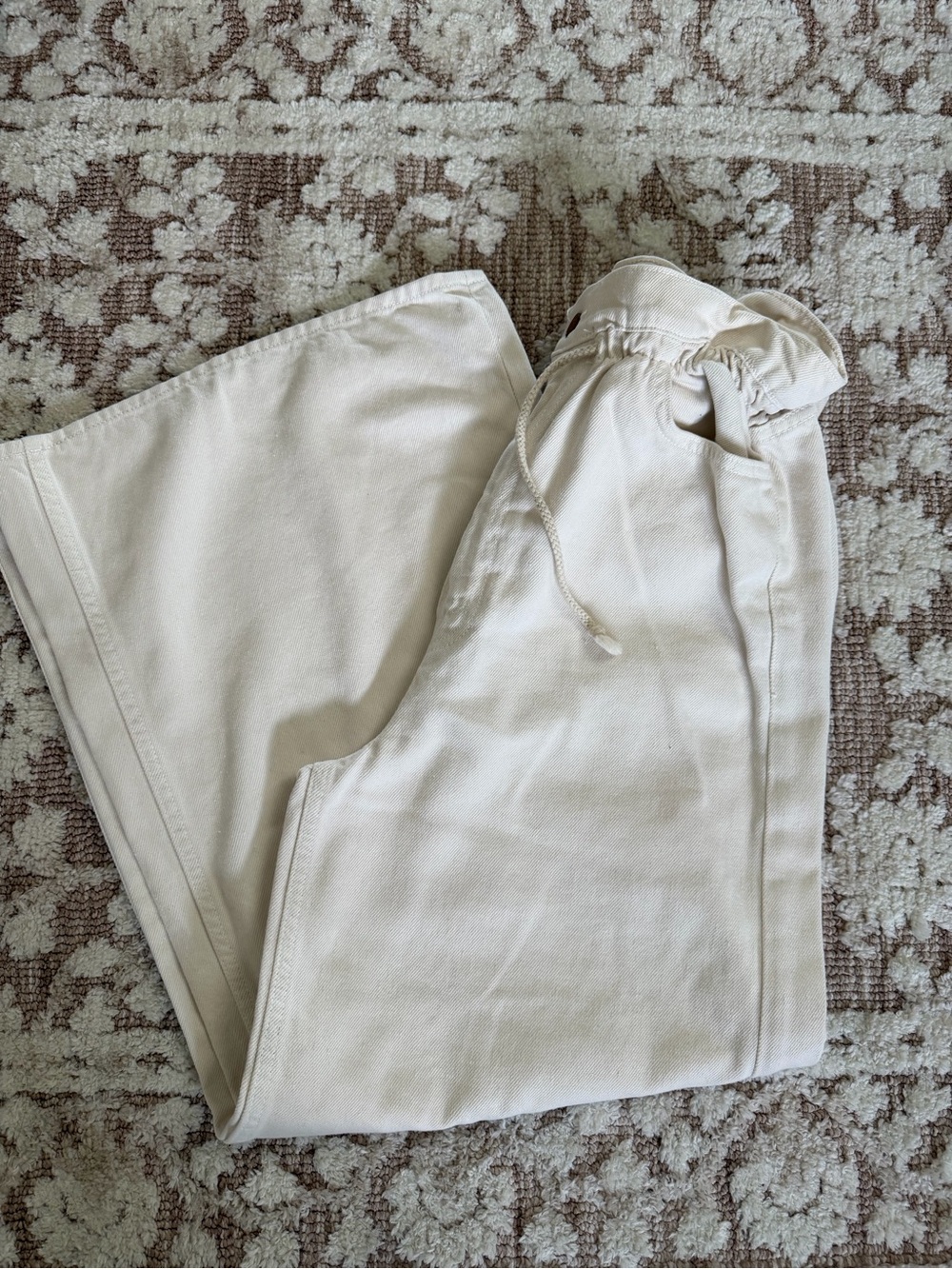 Mother Snacks! Wide Leg Drawstring Pants in Cream